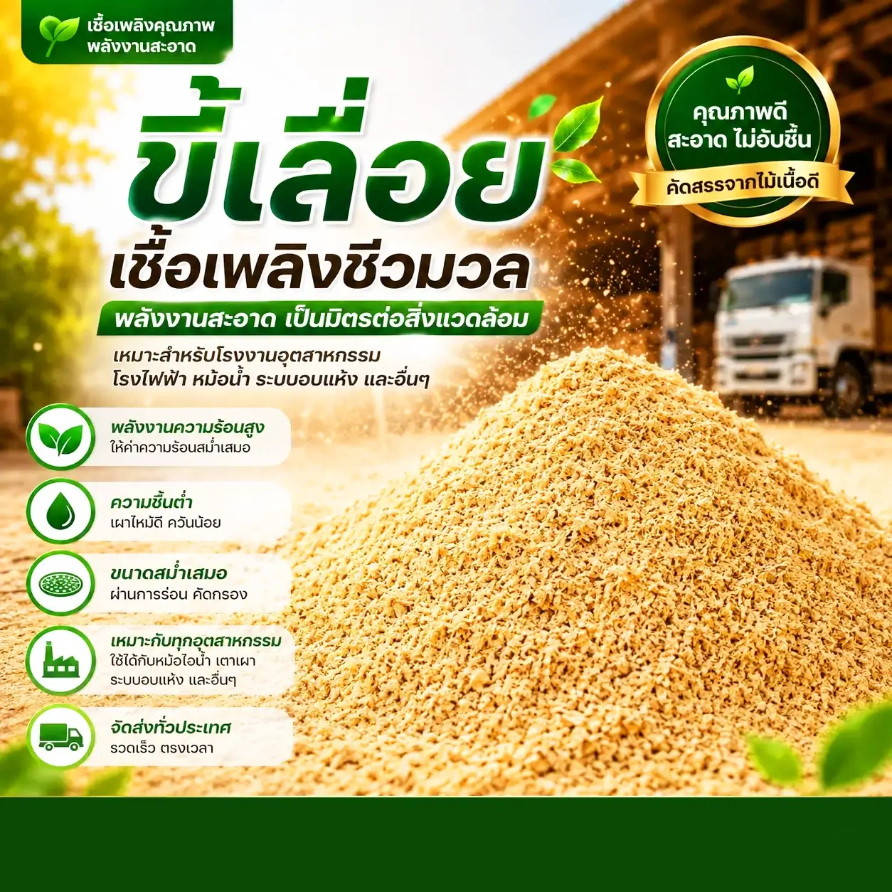 ขี้เลื่อยไม้ยางพารา GoodmorningEnergy